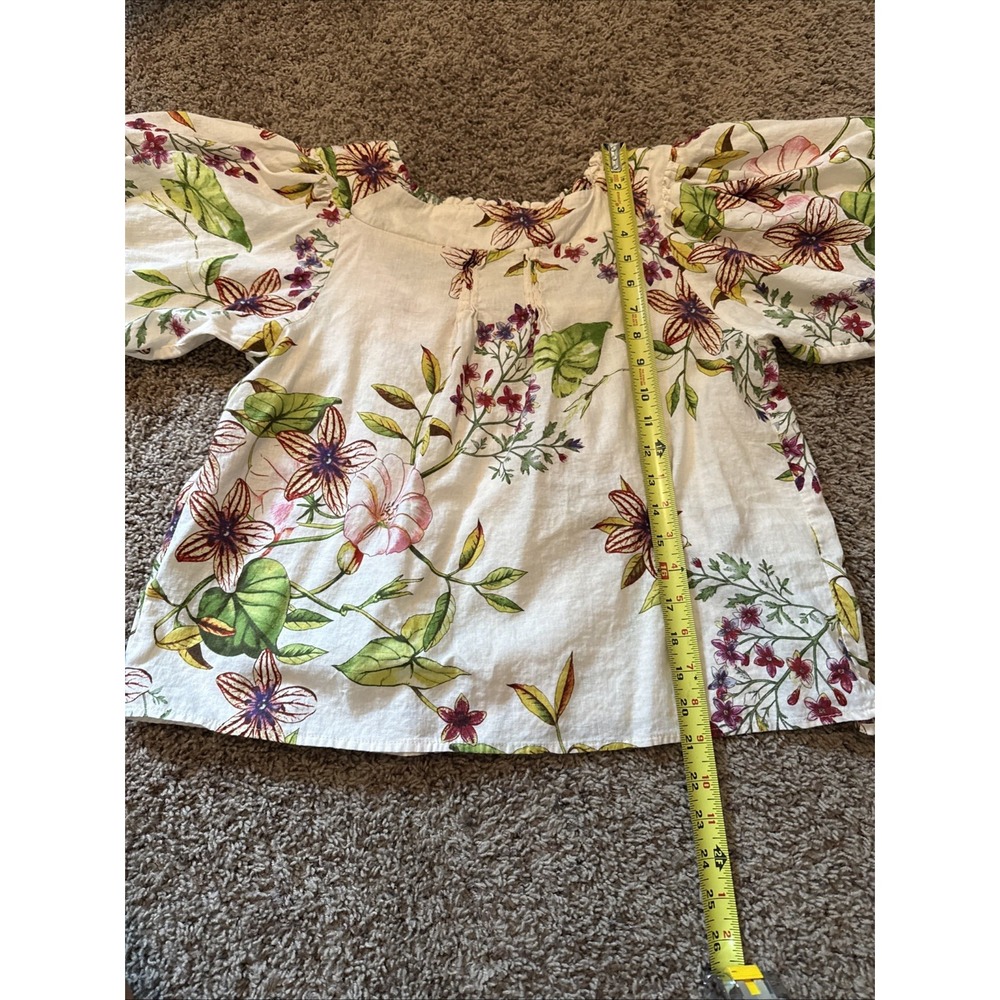 Christian Siriano New York Floral Print Cropped Square Neck Blouse Sz Medium - Picture 7 of 7